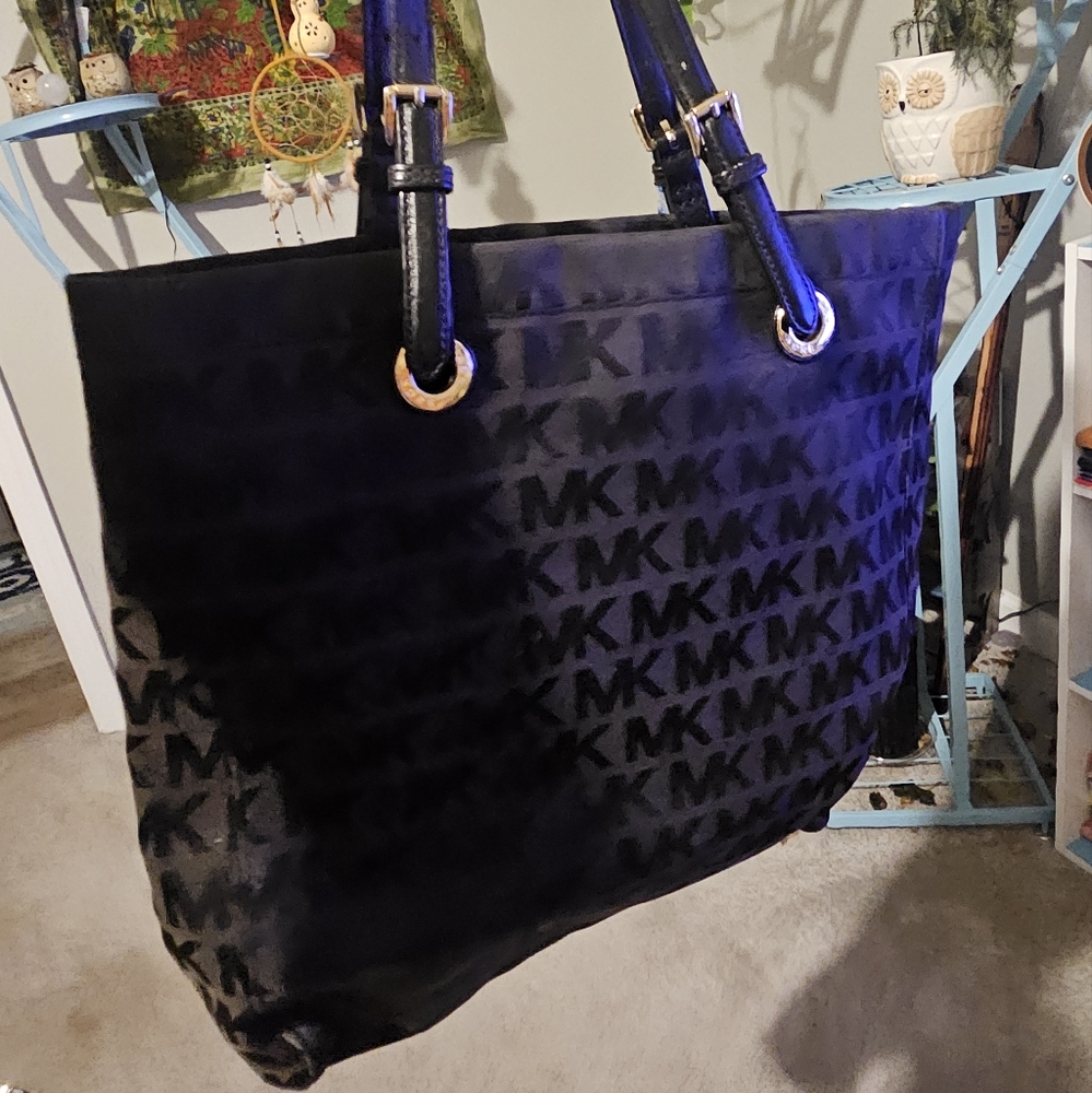 Michael Kors black logo canvas tote